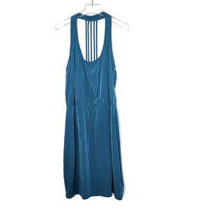 Pauln RC Halter Sundress Dress Medium Teal Scoop Neck Short Side Zip